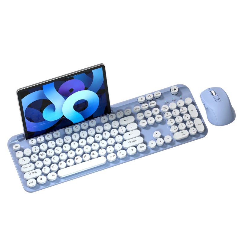 Bluejw Wireless Gaming Keyboard and Mouse Combo, Dual Mode 2.4G BT, Round Keycaps, Portable Mixed Color Set with U-Slot - Image 5